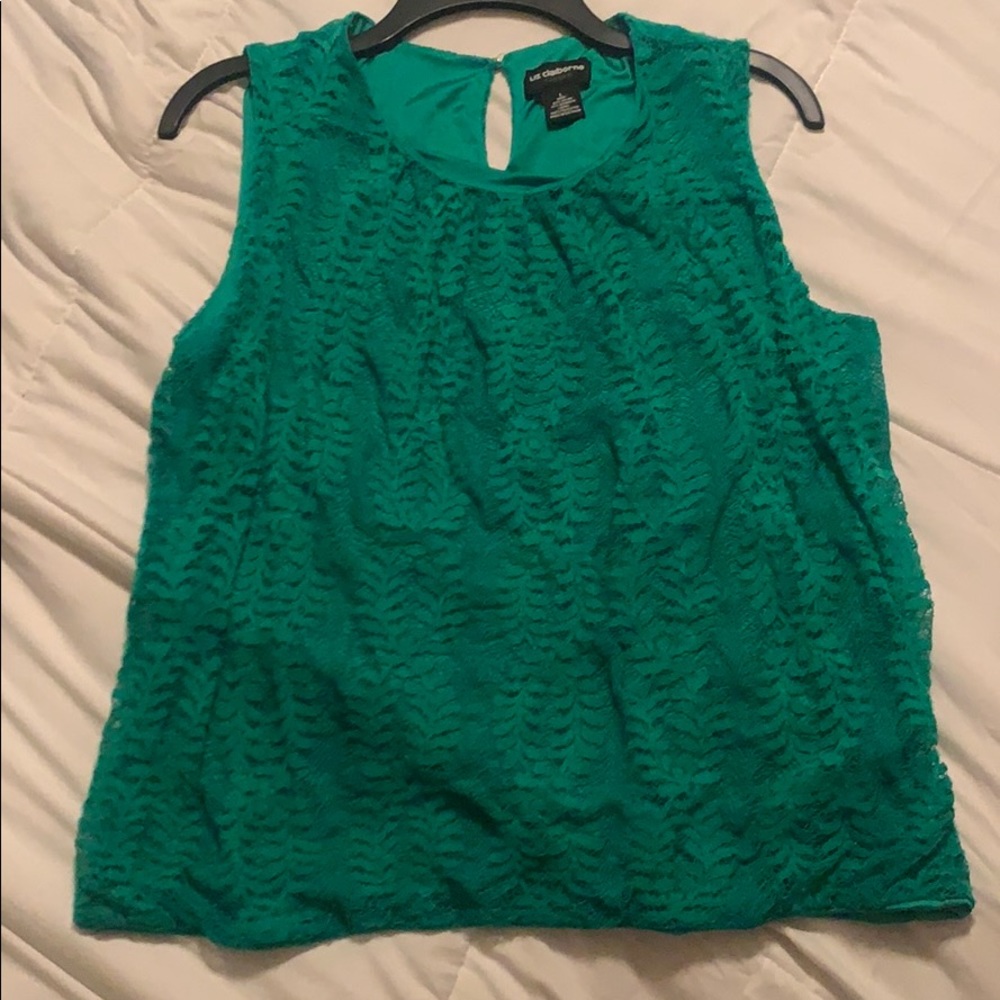 Liz Claiborne size Large lace Green Blouse